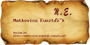 Matkovics Euszták névjegykártya